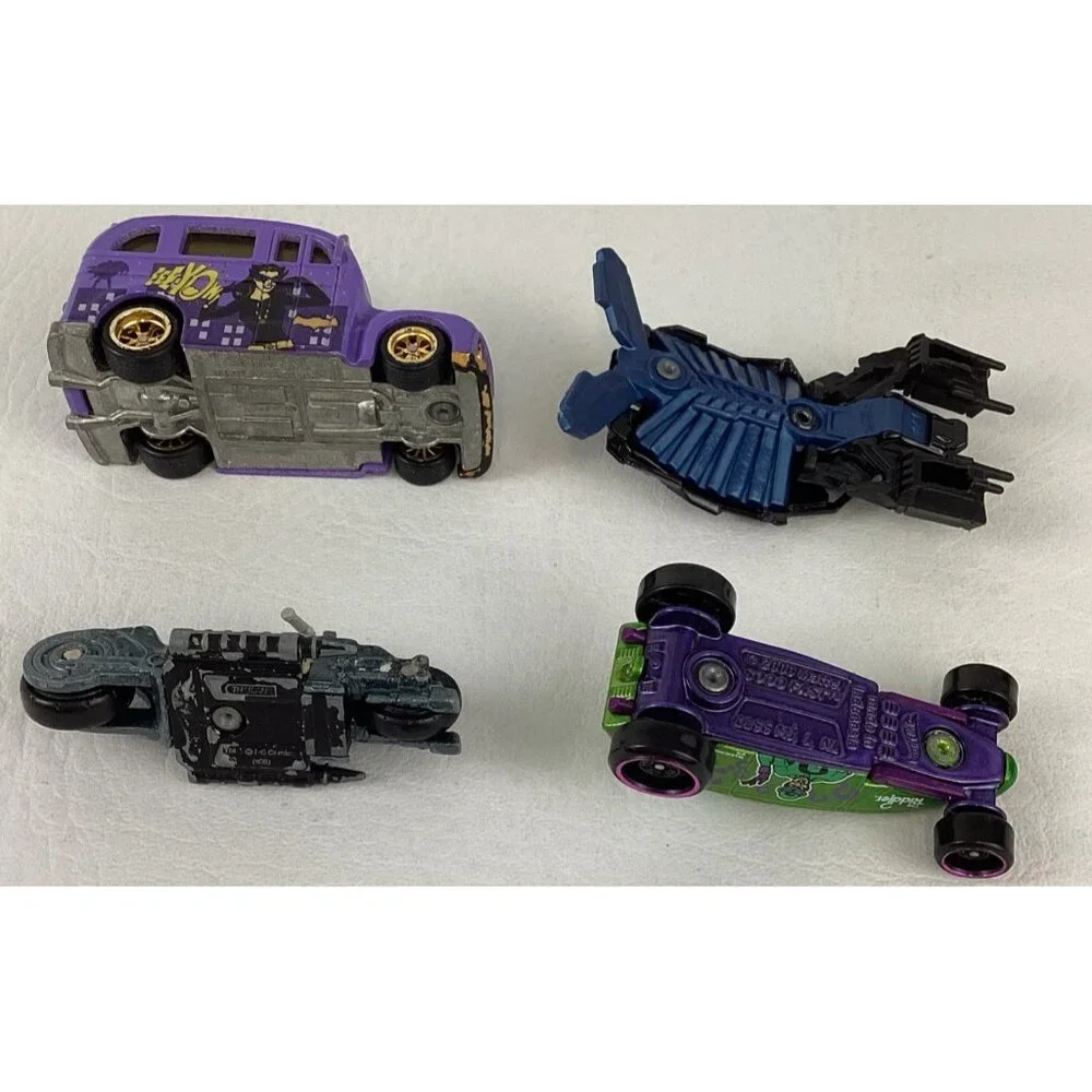 Hot Wheels DC Comics Die Cast Vehicle Lot The Bat Riddler Car Batcycle Bat Bus
